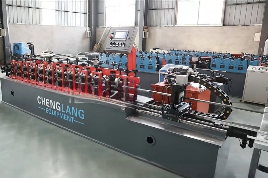 Industrial production line used to form metal wall angles